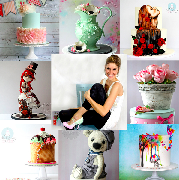 Collage of Cake Decorator Shawnna McGreevy with examples of her work