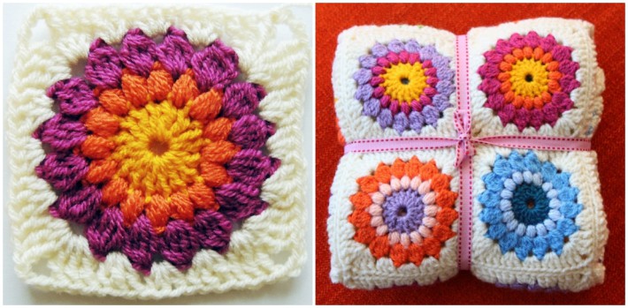 Sunburst granny square pattern