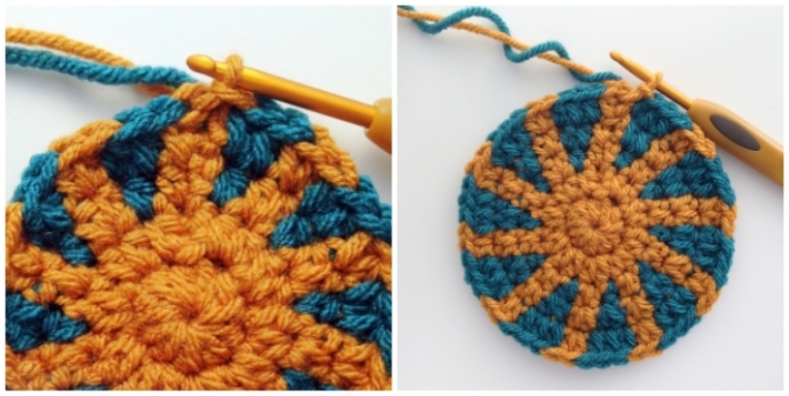 Tapestry crochet tutorial aztec coaster step 13