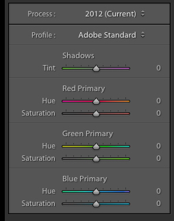 Lightroom's camera calibration tab