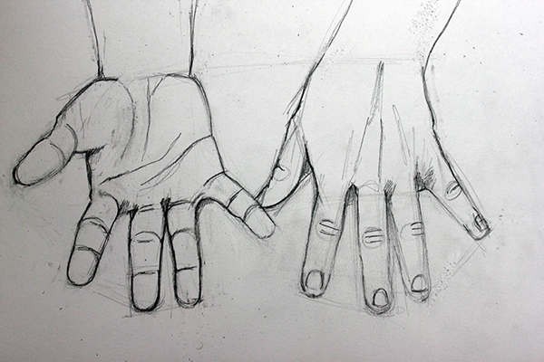 Drawing outlines of hands