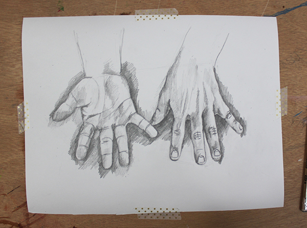 Beginning to shade hand drawing