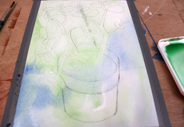 Wash on line drawing
