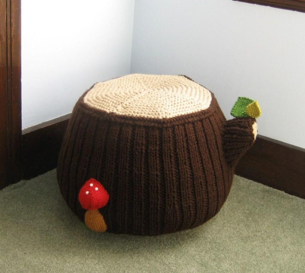 Knit Tree Stump Ottoman Knitting Pattern