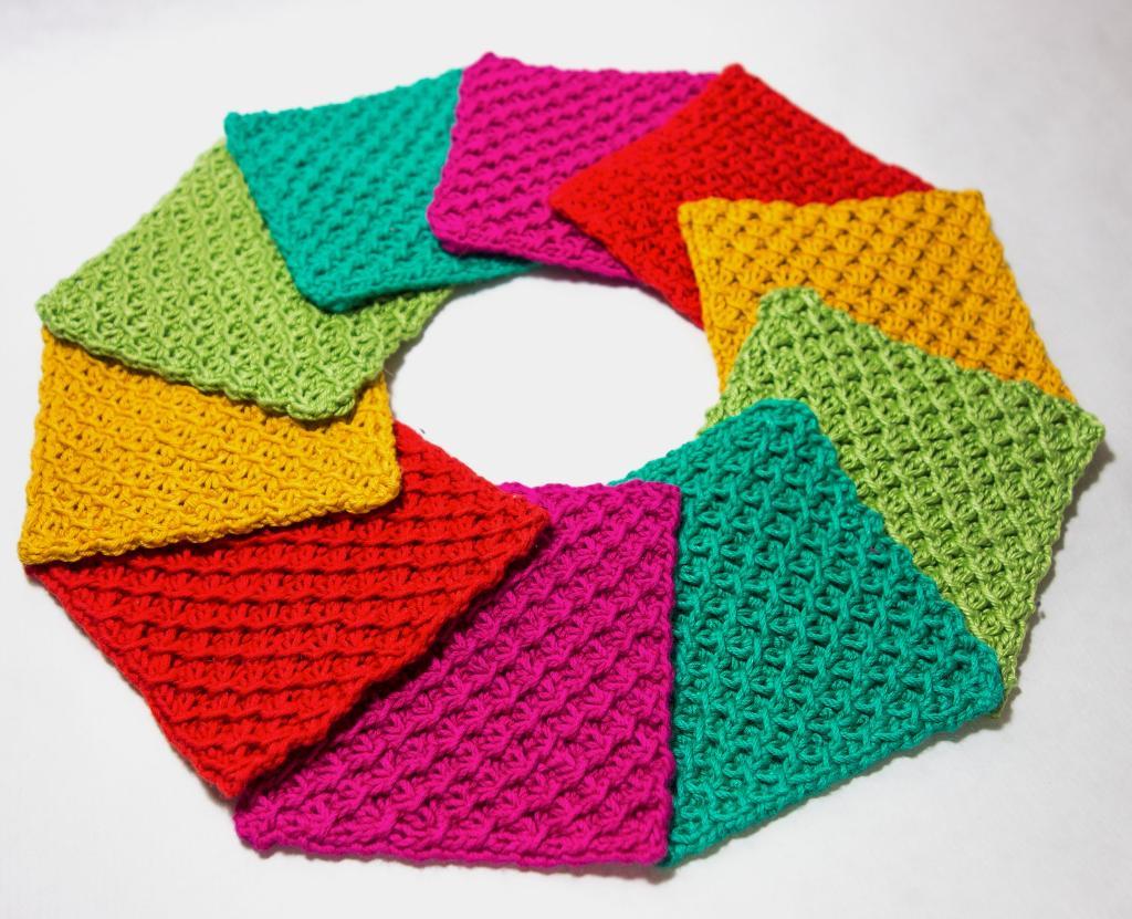 Rainbow Knit Coasters