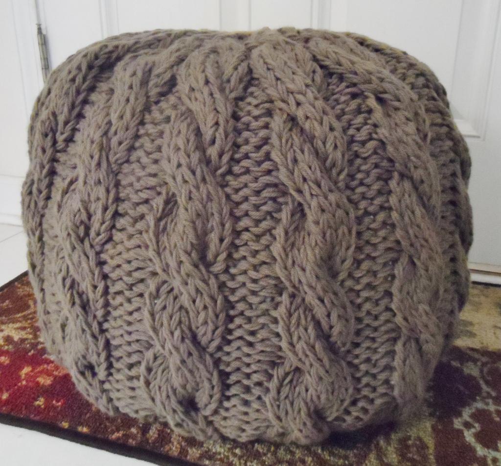 Cable Knit Pouf Ottoman Knitting Pattern