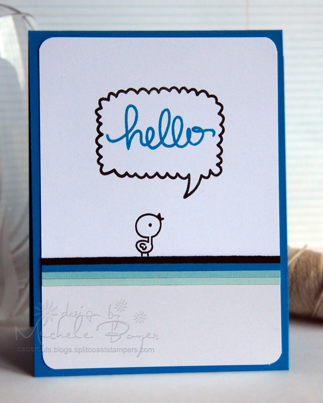 Speech bubble and monochromatic card stock strips