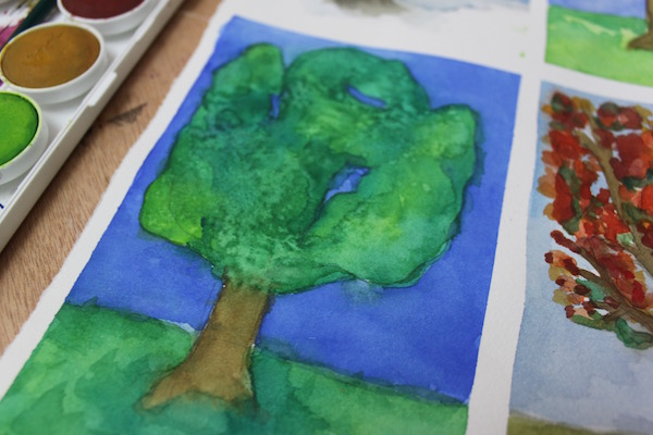 Finished painted tree in summer