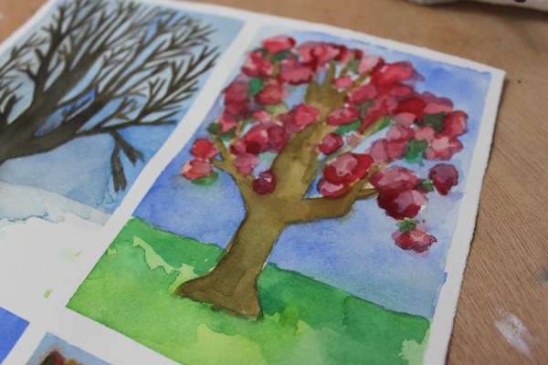 Finished painting of a tree in spring
