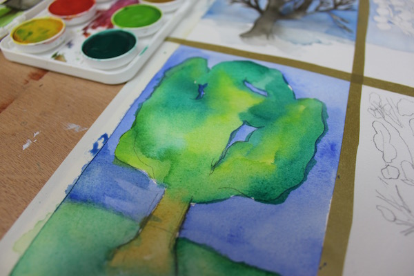 Painting of a tree in summer