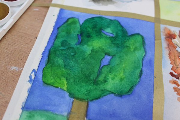 Painted tree in summer