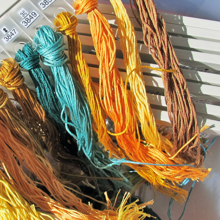 pre-cut embroidery threads prepared for a project