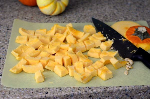 Chopped Up Pumpkin, Ready to Cook