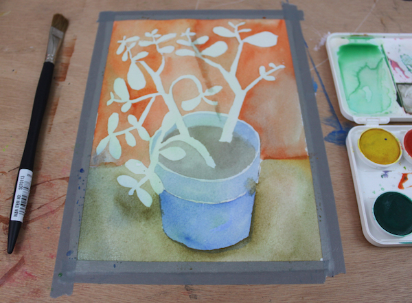 Wash over painting that paints in negative areas