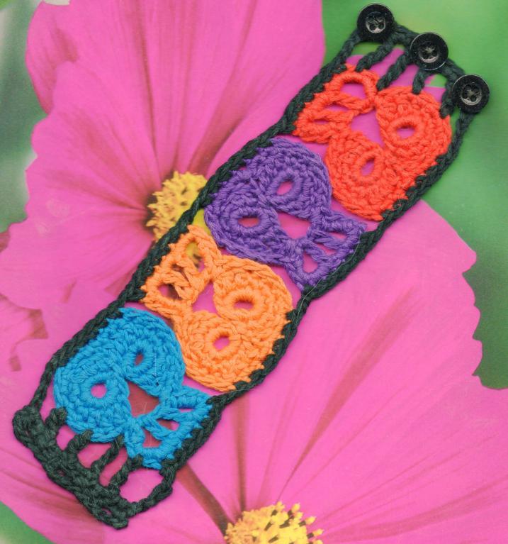 sugar skull crochet bracelet