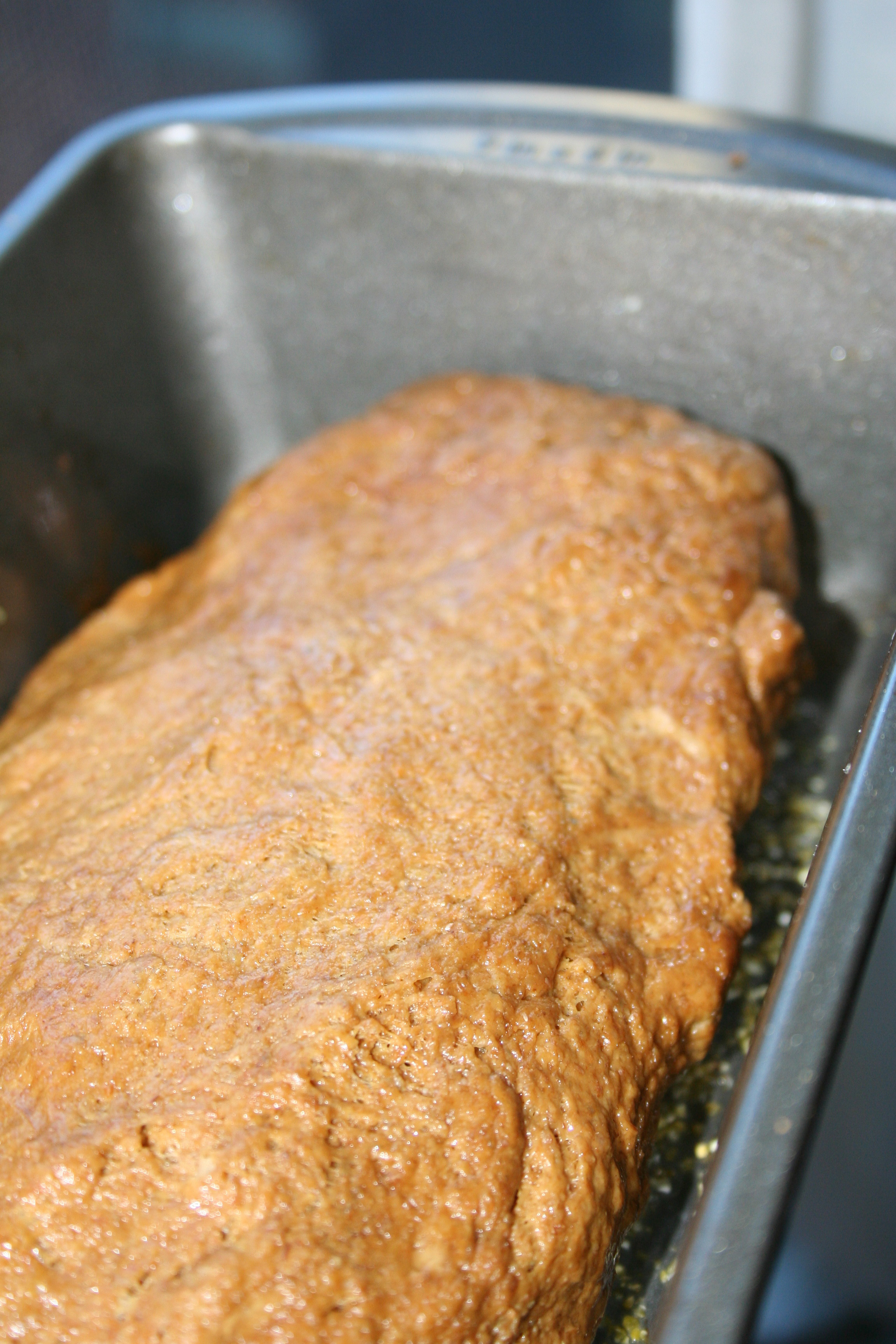 Log of rye bread dough in pan