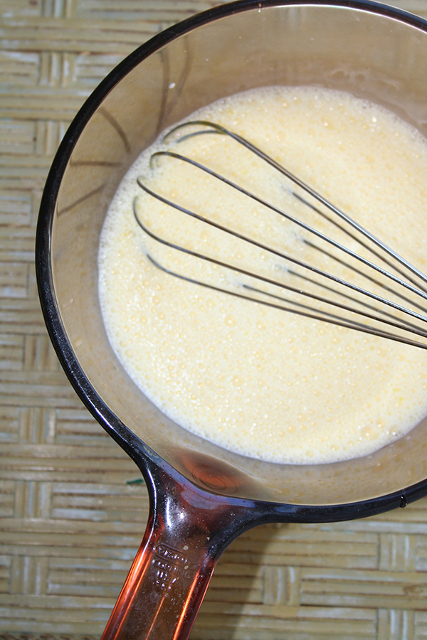 Mix eggs and milk