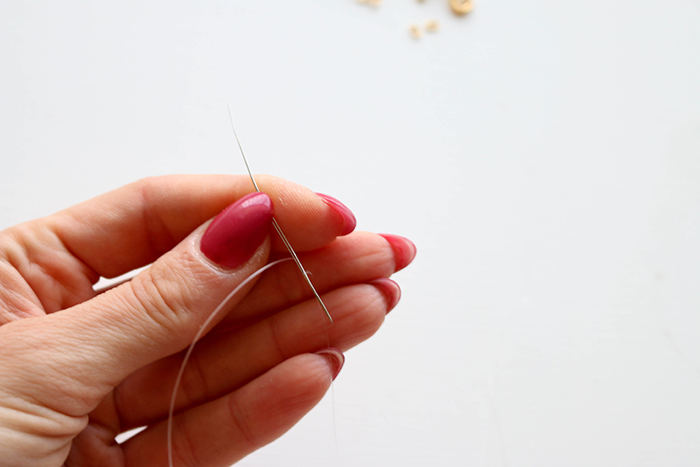 Beaded Seed Bead Bracelet - Tread nylon onto the seed bead needle