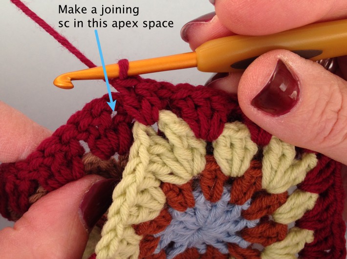 Crochet join as you go Step 9