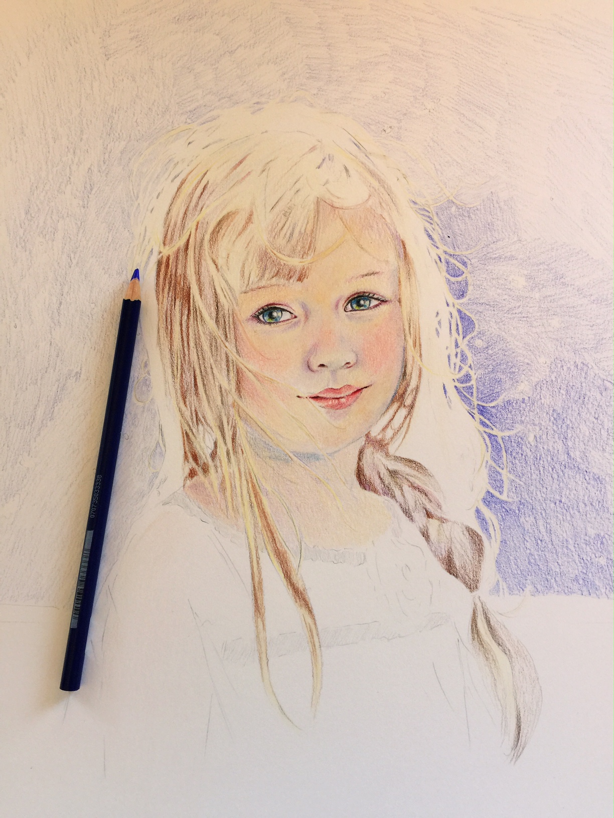 Adding the background to a colored pencil portrait