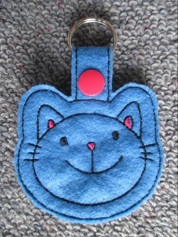 Kitty Keyring Machine Embroidery