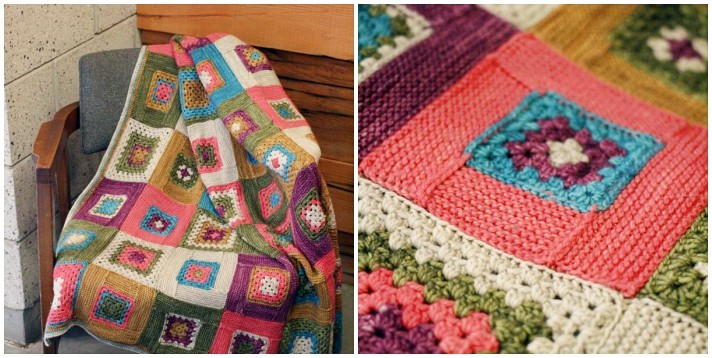 Patchwork crochet Granny log cabin blanket