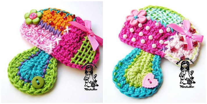 Patchwork crochet Patchwork mushroom applique