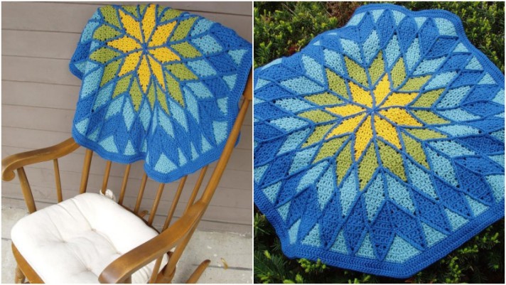 Patchwork crochet circular throw