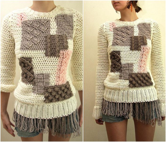 Patchwork crochet sweater