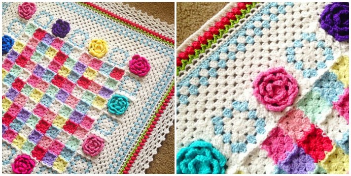 Patchwork crochet the Rosa Fresca Blanket