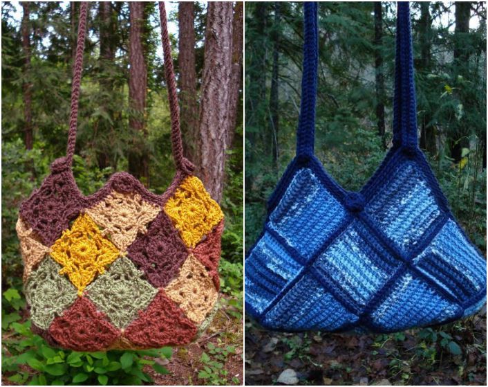 Patchwork crochet two patchwork bags