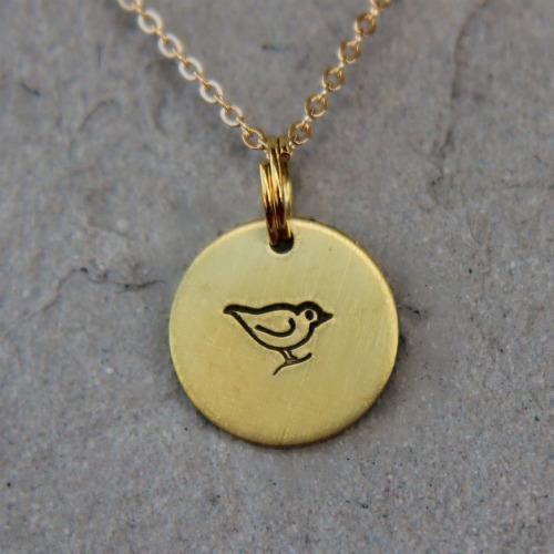 Stamped Bird Necklace