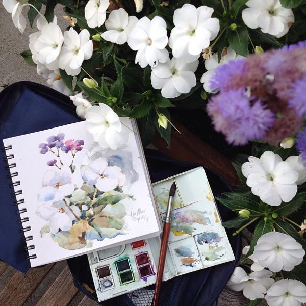 watercolor sketch of flowers