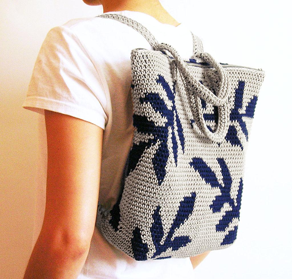 crochet leaves backpack kit