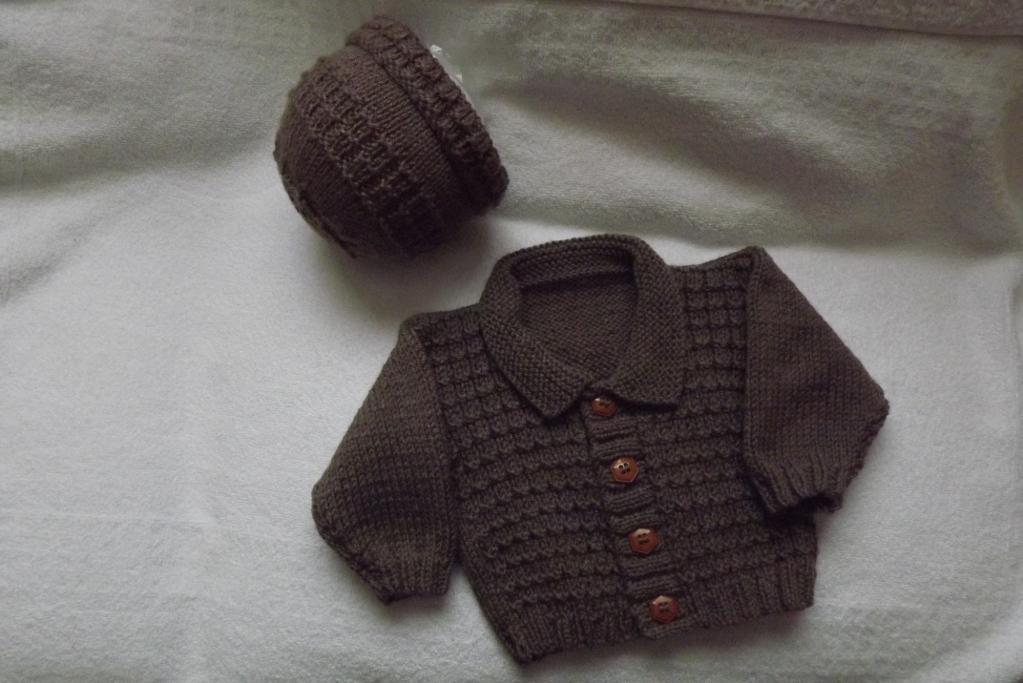 Baby Waffle Stitch Cardigan and Beanie Hat Knitting Pattern