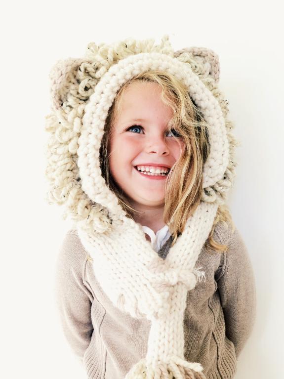 Leroy the Lion Hooded Scarf Knitting Pattern