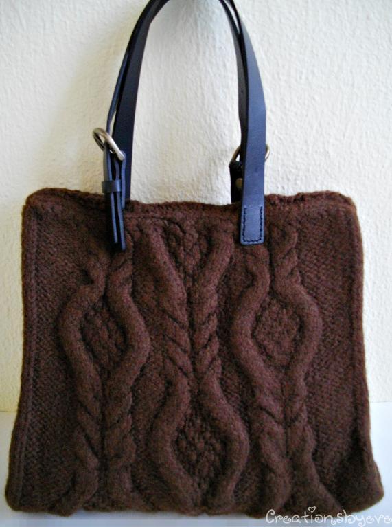 Brown Cabled Felted Bag Knitting Pattern