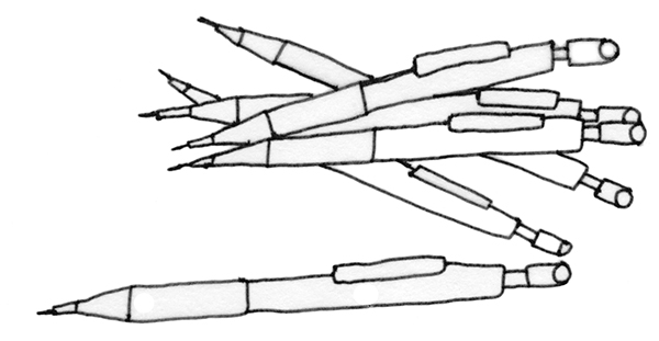 A pile of mechanical pencils 