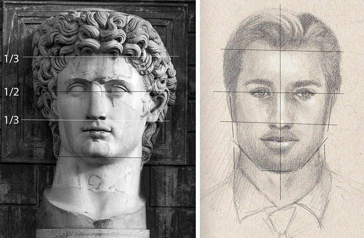 sculpture and male head proportions