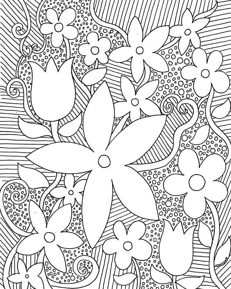 Free Coloring Pages For Adults Trees Flowers Craftsy