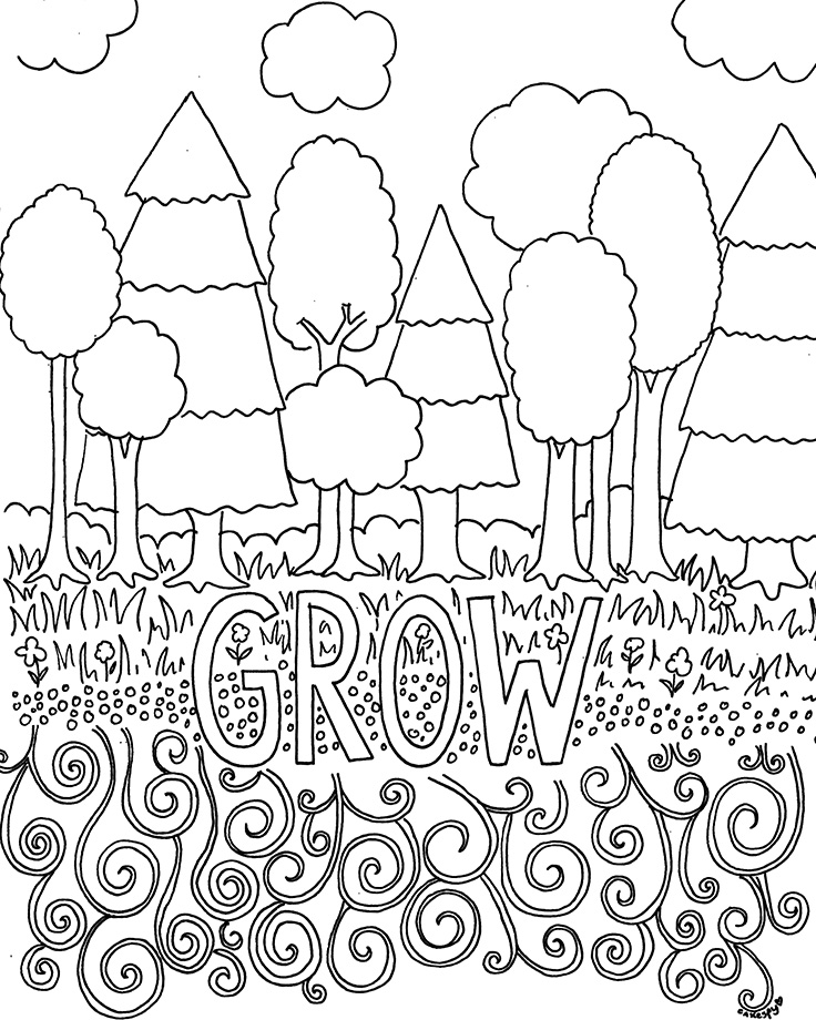 Coloring book page: grow