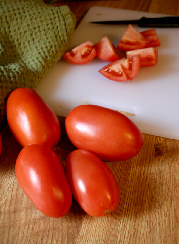 Cut tomatoes for homemade tomato paste