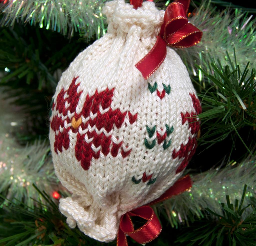 Round Poinsettia Ornament Knitting Kit