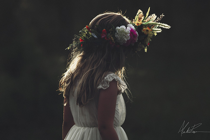 low light girl flower crown