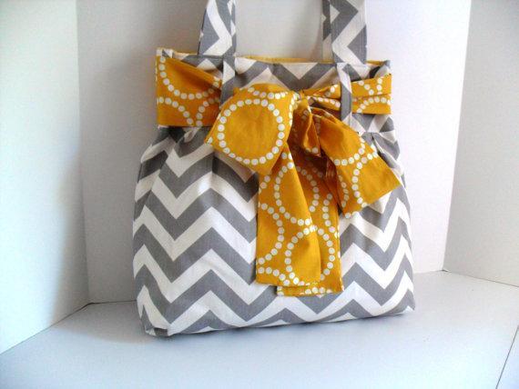 Chevron Diaper Bag with Bow