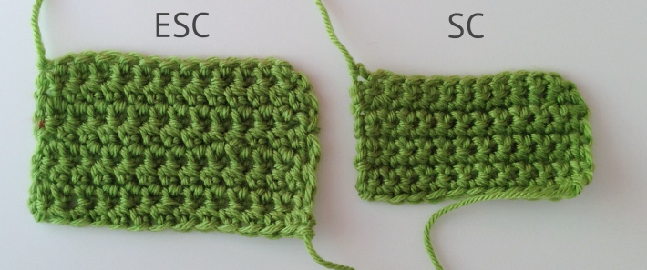 Extended single crochet and standard single crochet compared