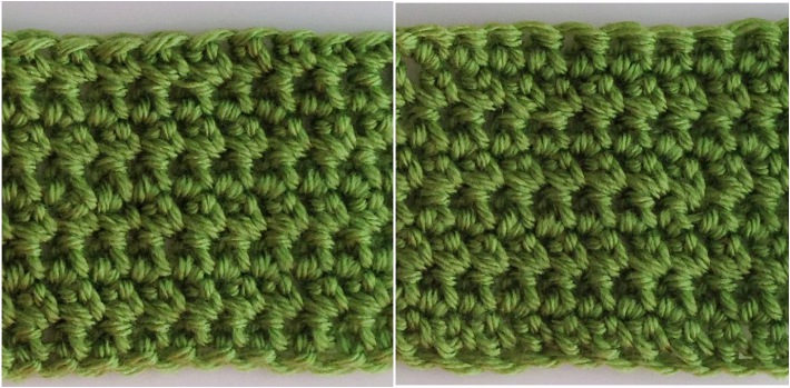 Extended single crochet back and front compared
