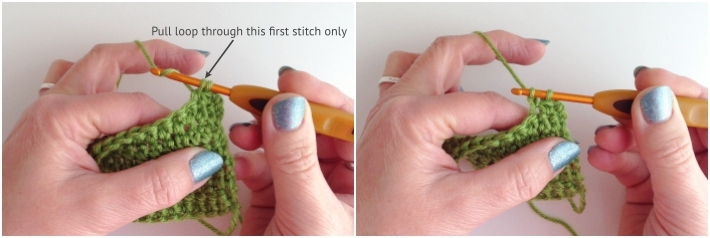 Extended single crochet tutorial step Three