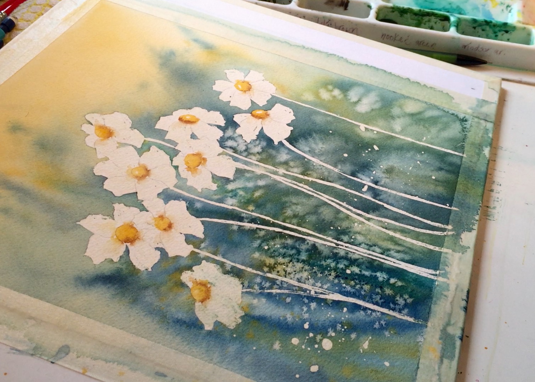 Watercolor Daisy Painting 