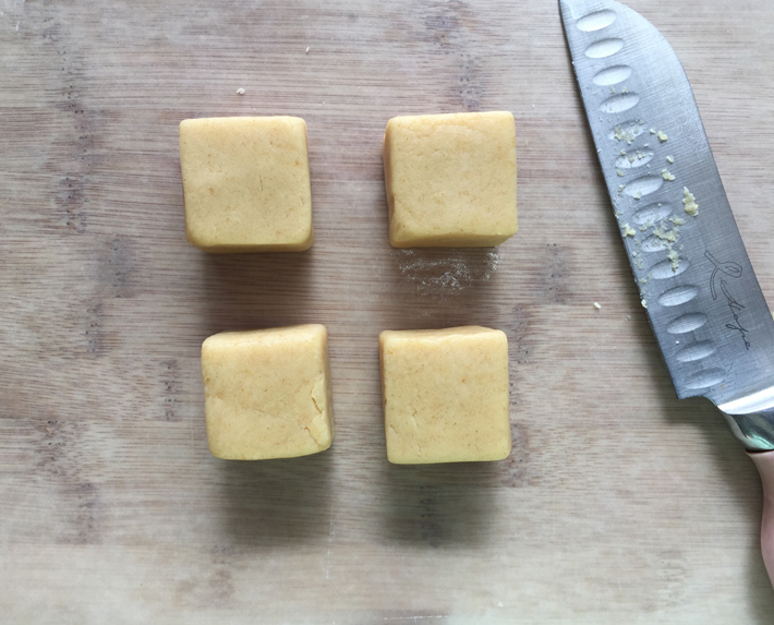 Cutting the bases for Hanukkah cake pops